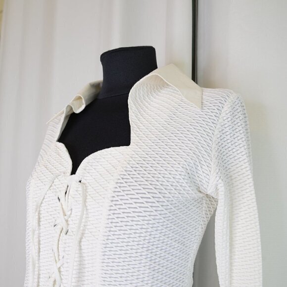 Vintage Y2K Corset Lace Up Rayure Paris Blouse Sz 8/M - Picture 6 of 8